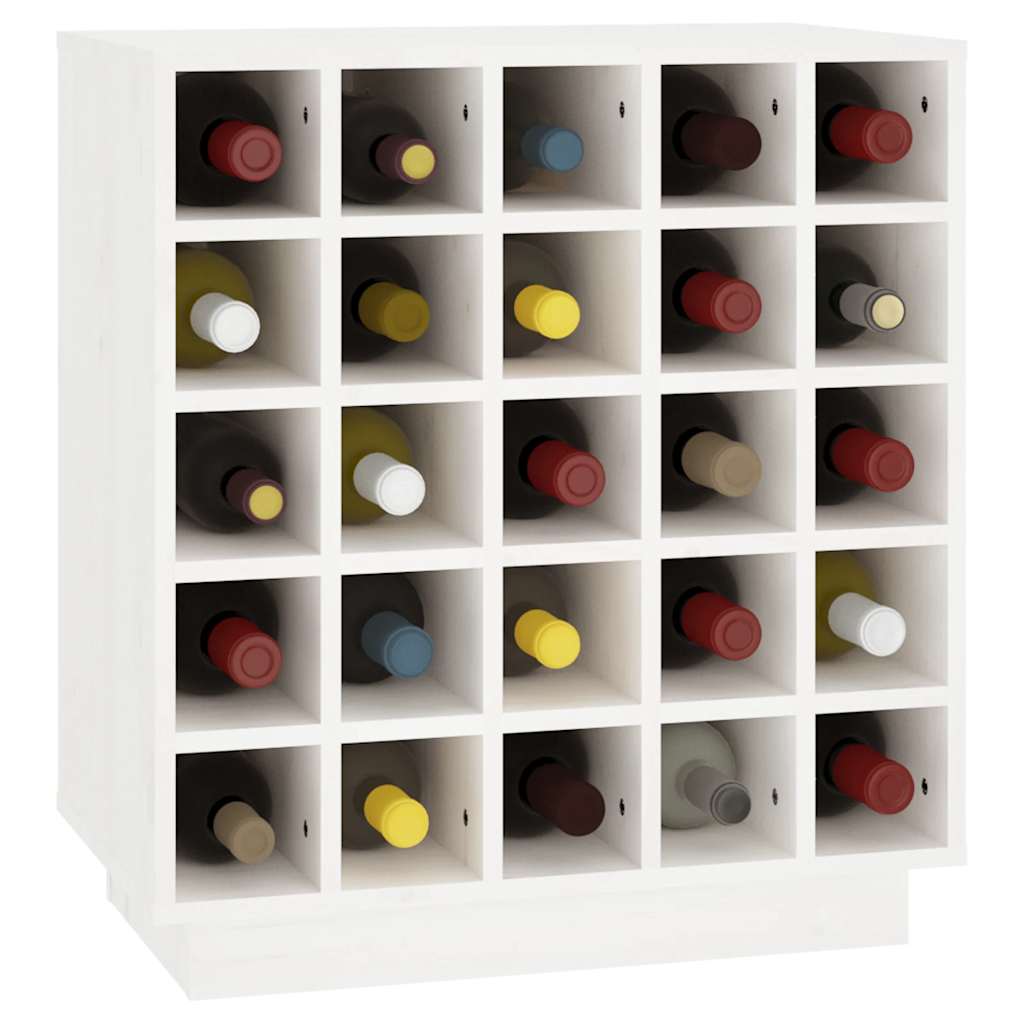 vidaXL Szafka na wino, biały, 55,5x34x61 cm, lite drewno sosnowe