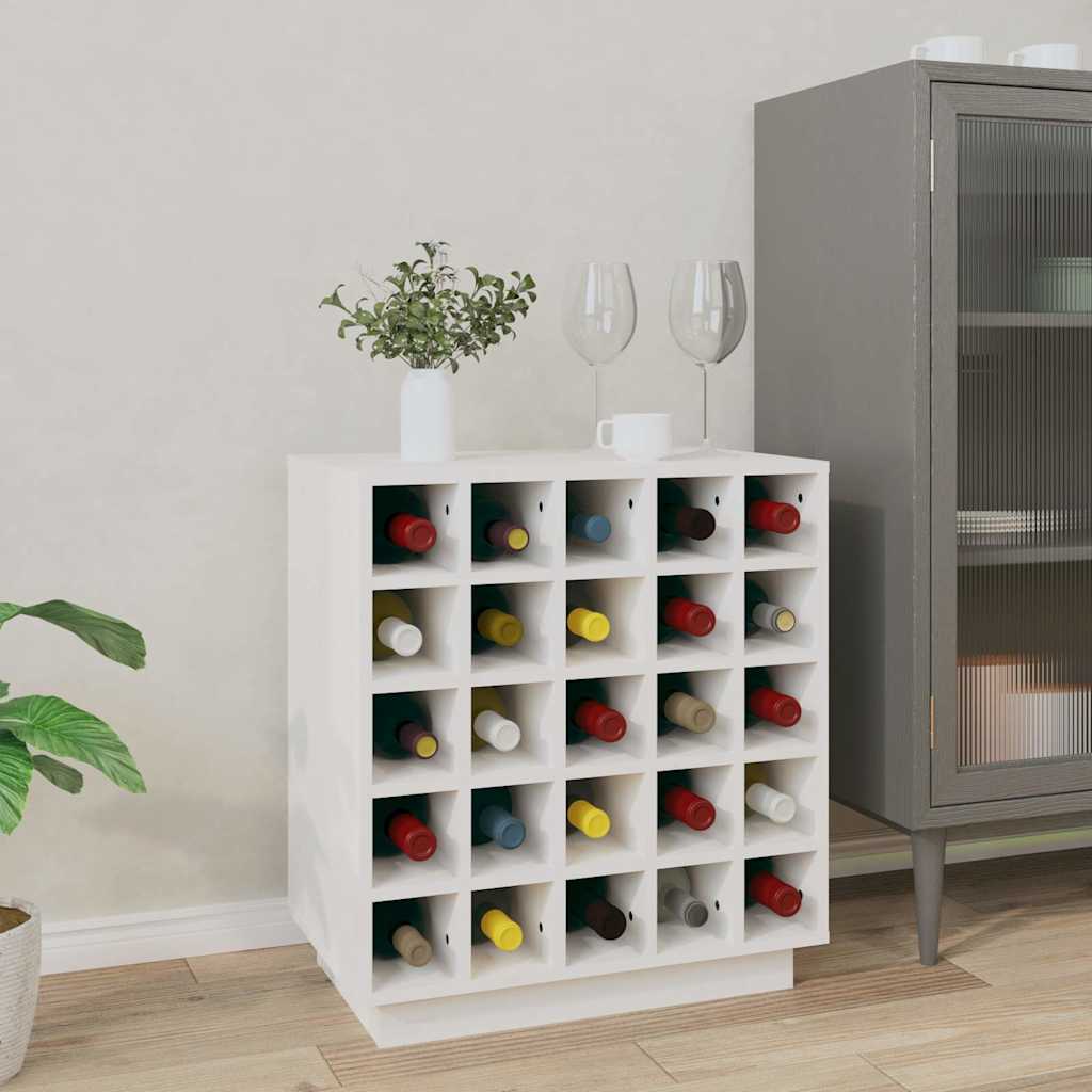 vidaXL Szafka na wino, biały, 55,5x34x61 cm, lite drewno sosnowe