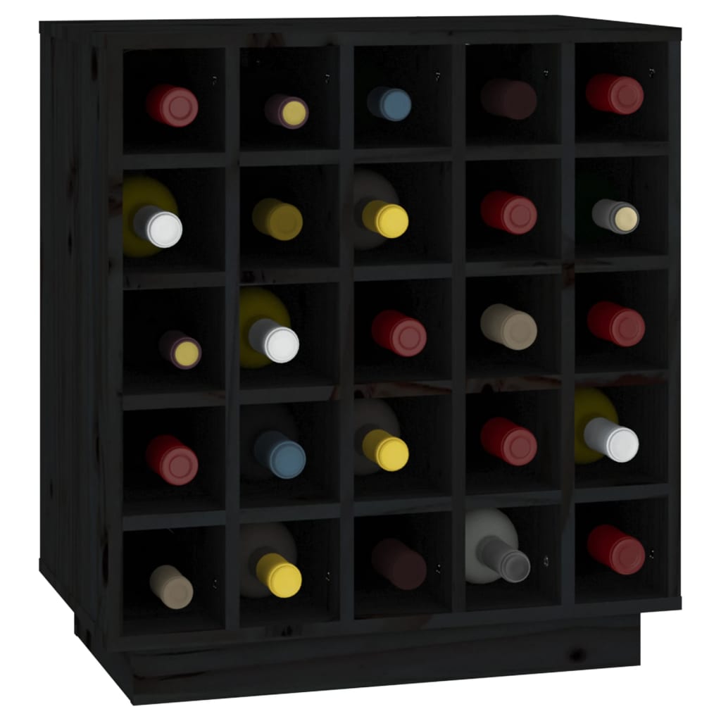 vidaXL Szafka na wino, czarna, 55,5x34x61 cm, lite drewno sosnowe