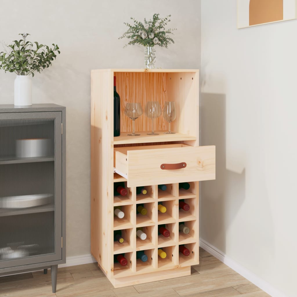 vidaXL Szafka na wino, czarny, 45x34x100 cm, lite drewno sosnowe