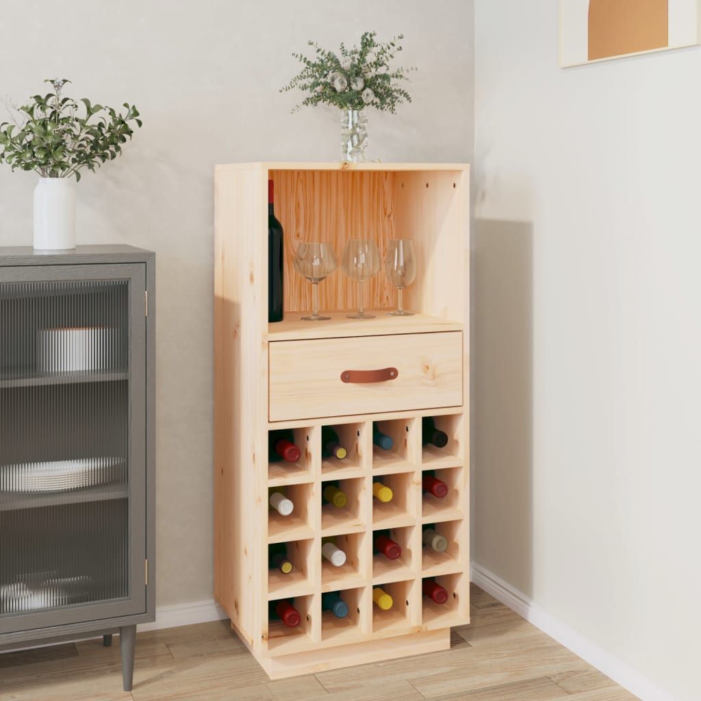 vidaXL Szafka na wino, czarny, 45x34x100 cm, lite drewno sosnowe