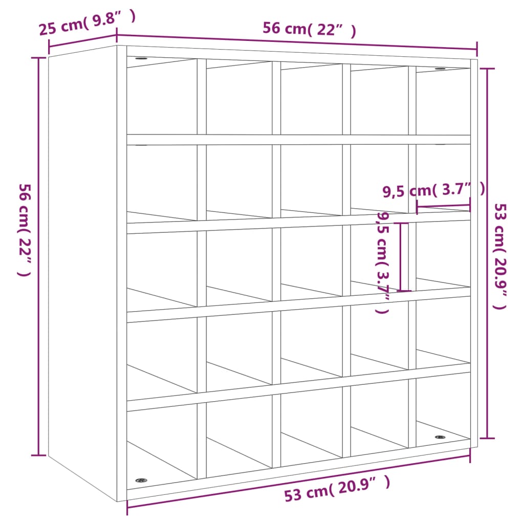 vidaXL Szafka na wino biała 56x25x56 cm lite drewno sosnowe