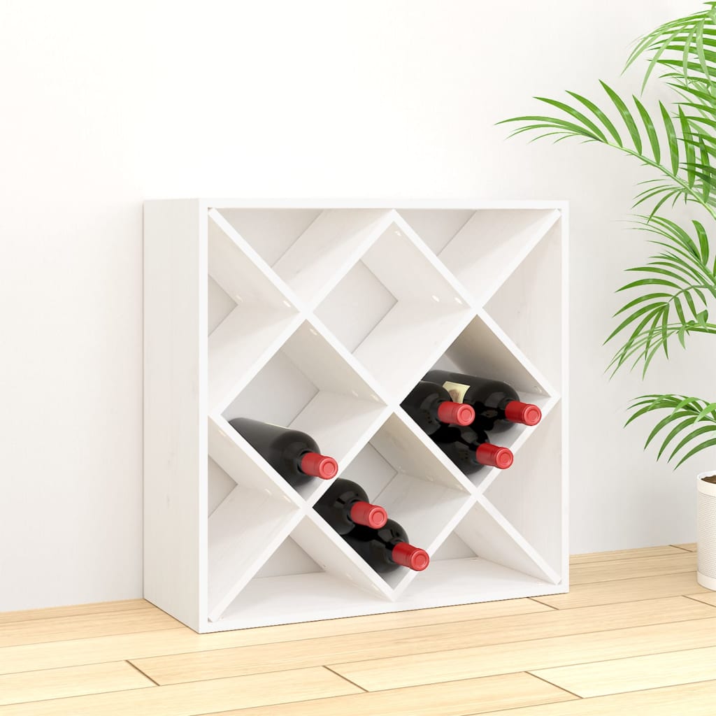 vidaXL Szafka na wino, biały, 62x25x62 cm, lite drewno sosnowe