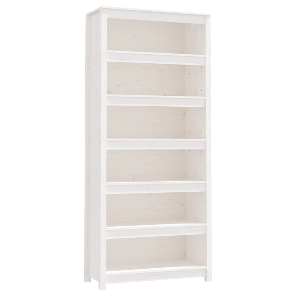 vidaXL Regał na książki, biały, 80x35x183 cm, lite drewno sosnowe