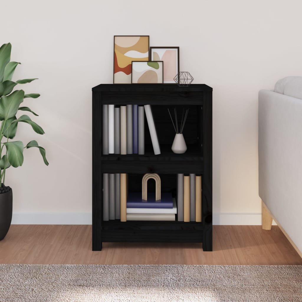 vidaXL Regał na książki, czarny, 50x35x68 cm, lite drewno sosnowe