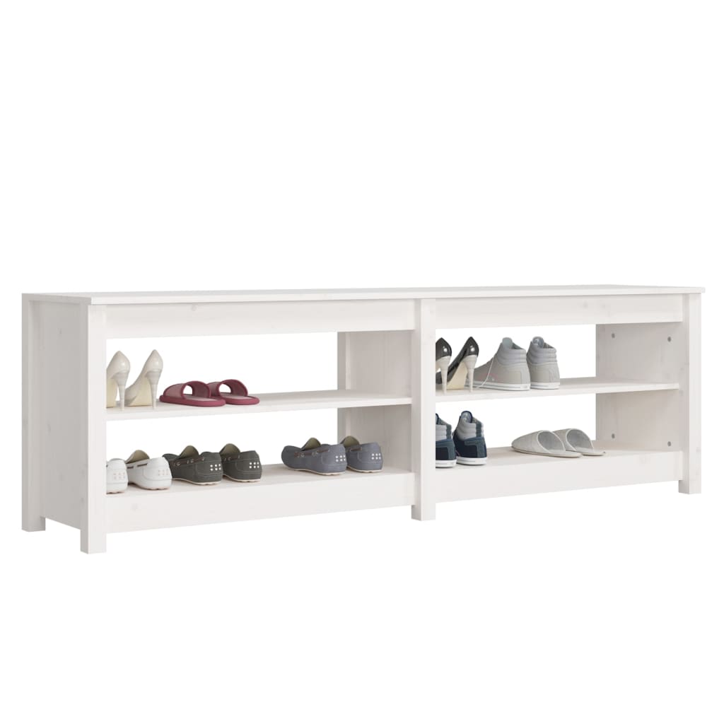 vidaXL Szafka na buty, biały, 160x36,5x50 cm, lite drewno sosnowe
