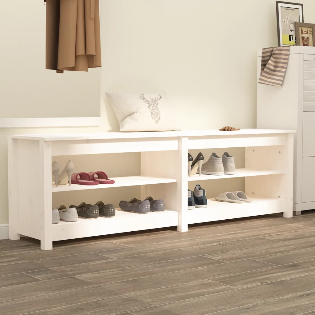 vidaXL Szafka na buty, biały, 160x36,5x50 cm, lite drewno sosnowe