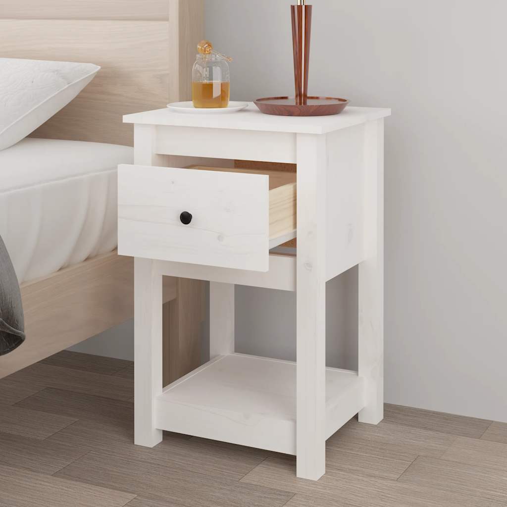 vidaXL Szafki nocne, 2 szt., biały, 40x35x61,5 cm, lite drewno sosnowe
