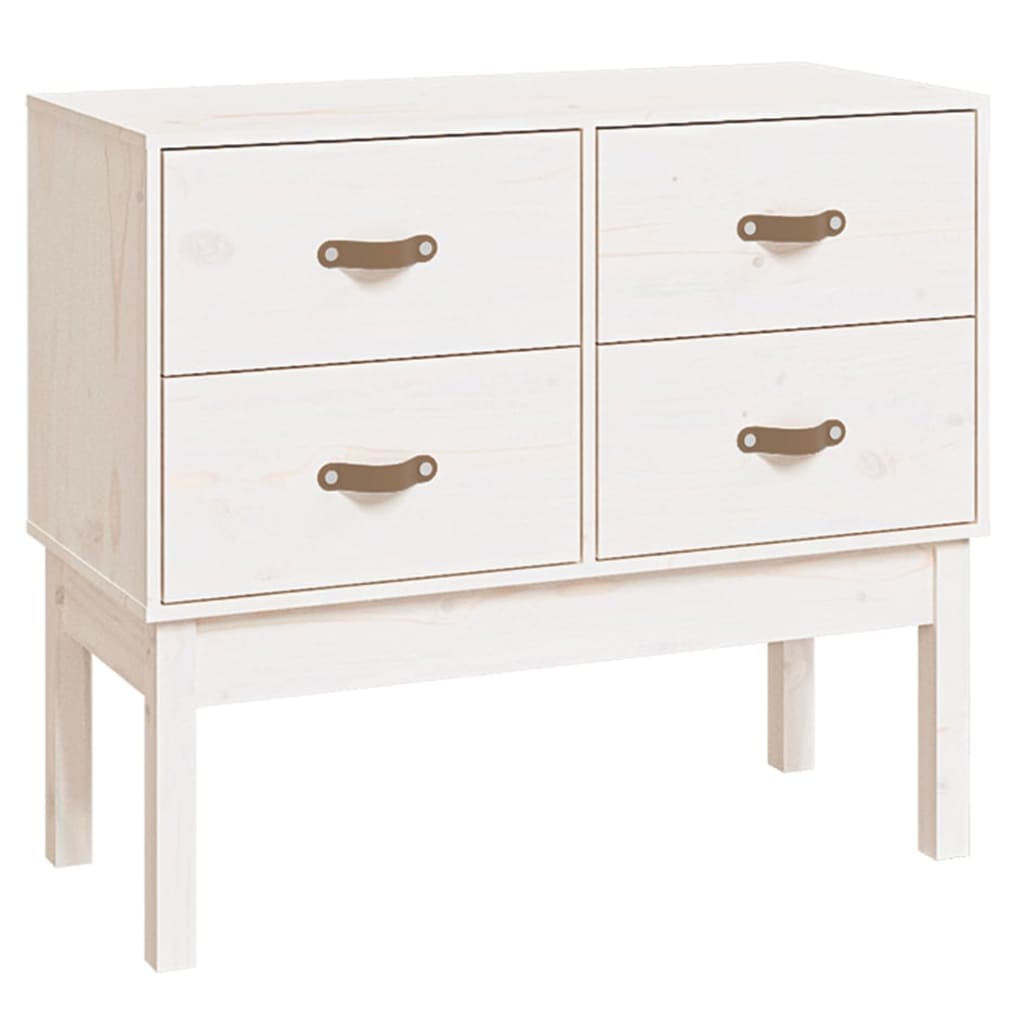 vidaXL Komoda, biały, 90x40x78 cm, lite drewno sosnowe