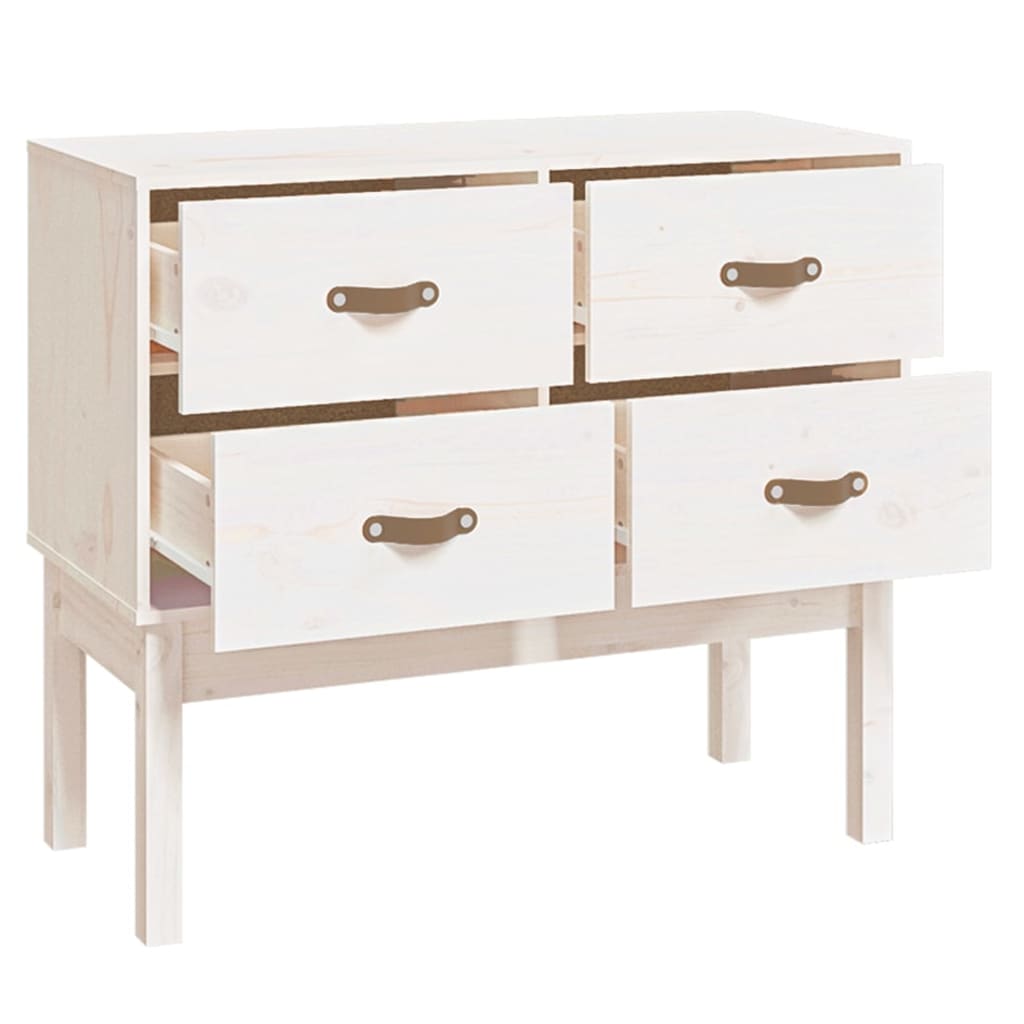 vidaXL Komoda, biały, 90x40x78 cm, lite drewno sosnowe