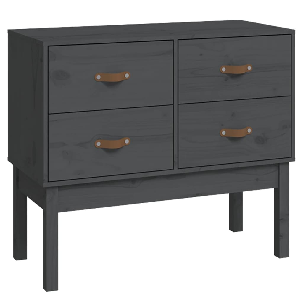 vidaXL Komoda, szara, 90x40x78 cm, lite drewno sosnowe