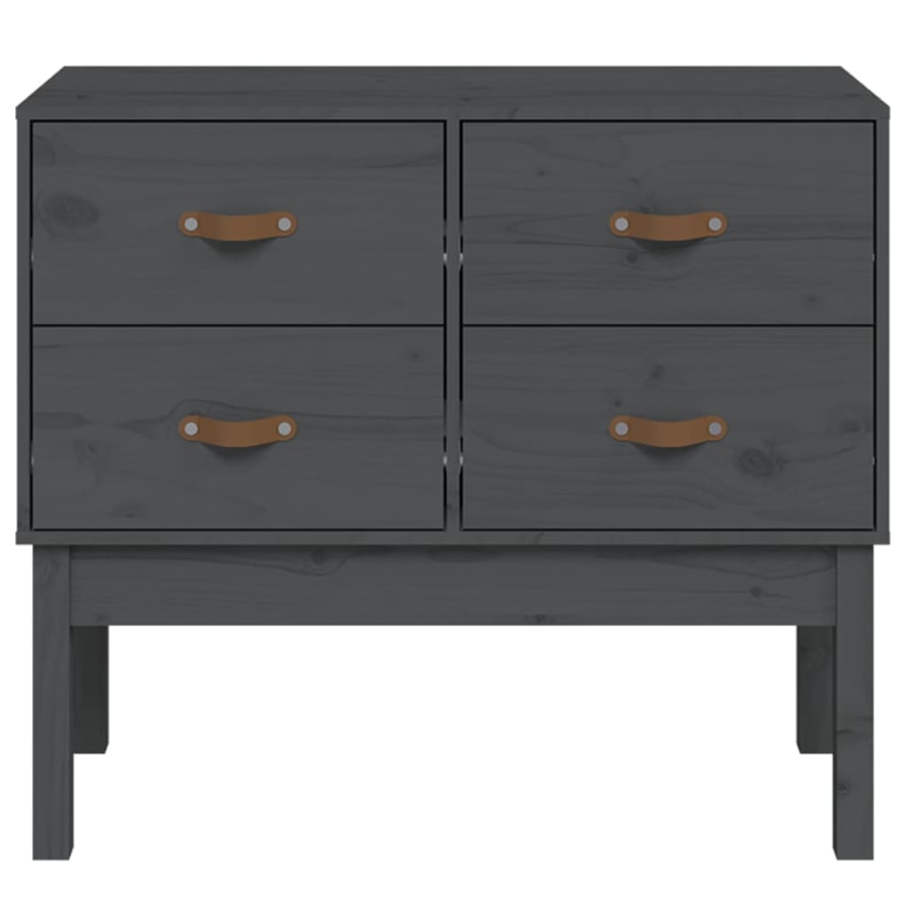 vidaXL Komoda, szara, 90x40x78 cm, lite drewno sosnowe