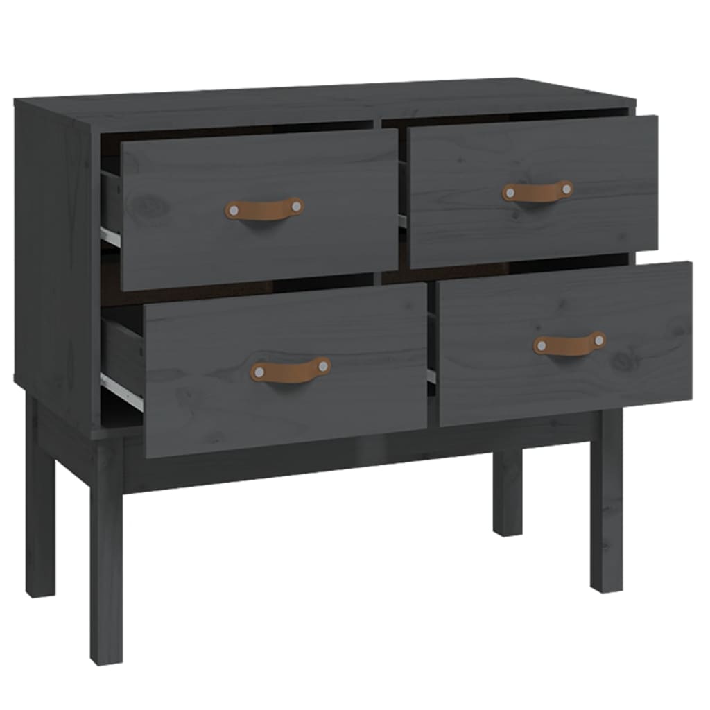 vidaXL Komoda, szara, 90x40x78 cm, lite drewno sosnowe