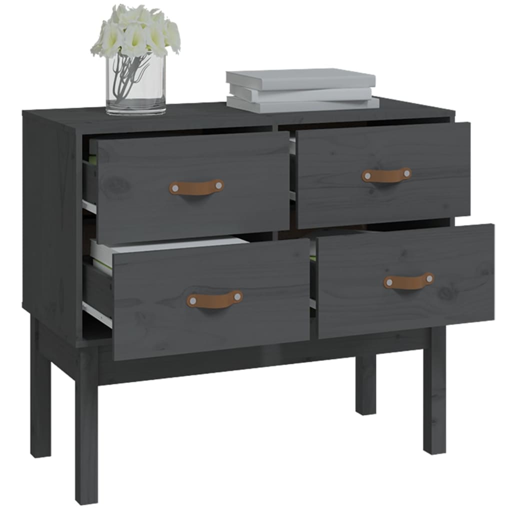 vidaXL Komoda, szara, 90x40x78 cm, lite drewno sosnowe