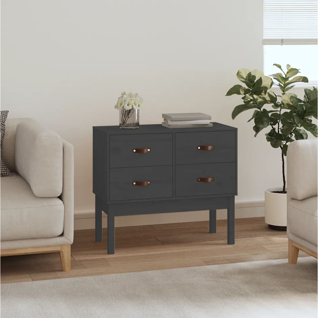 vidaXL Komoda, szara, 90x40x78 cm, lite drewno sosnowe