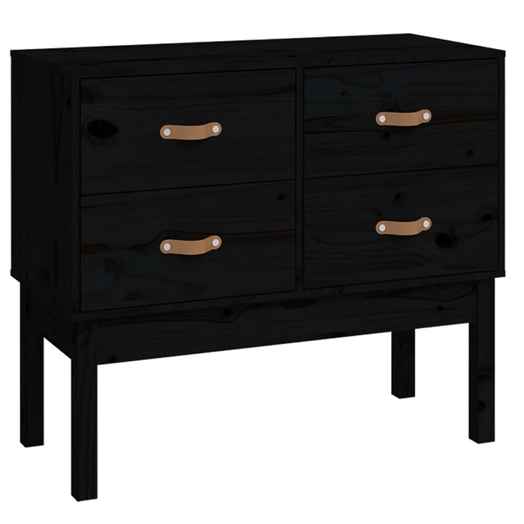 vidaXL Komoda, czarna, 90x40x78 cm, lite drewno sosnowe