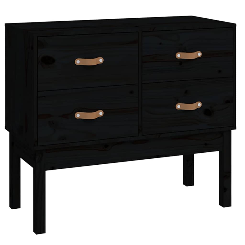 vidaXL Komoda, czarna, 90x40x78 cm, lite drewno sosnowe