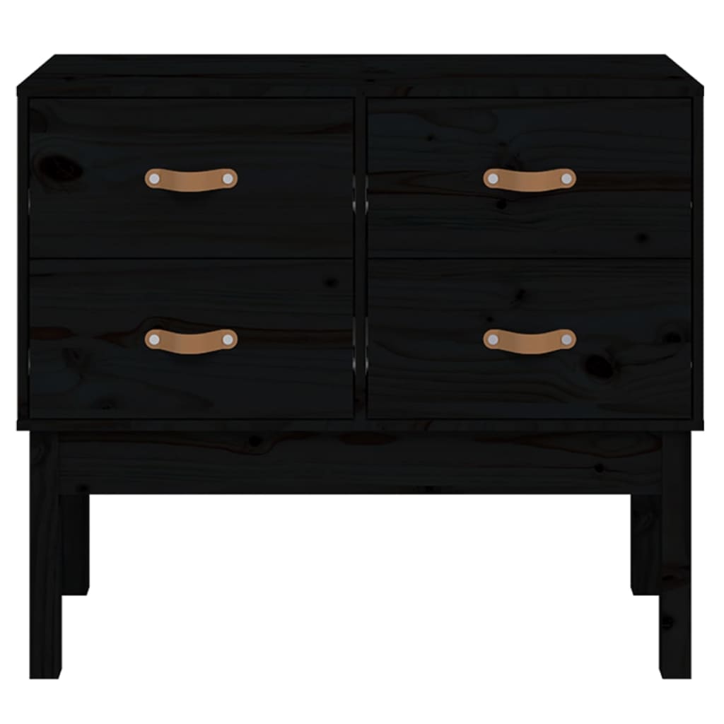 vidaXL Komoda, czarna, 90x40x78 cm, lite drewno sosnowe
