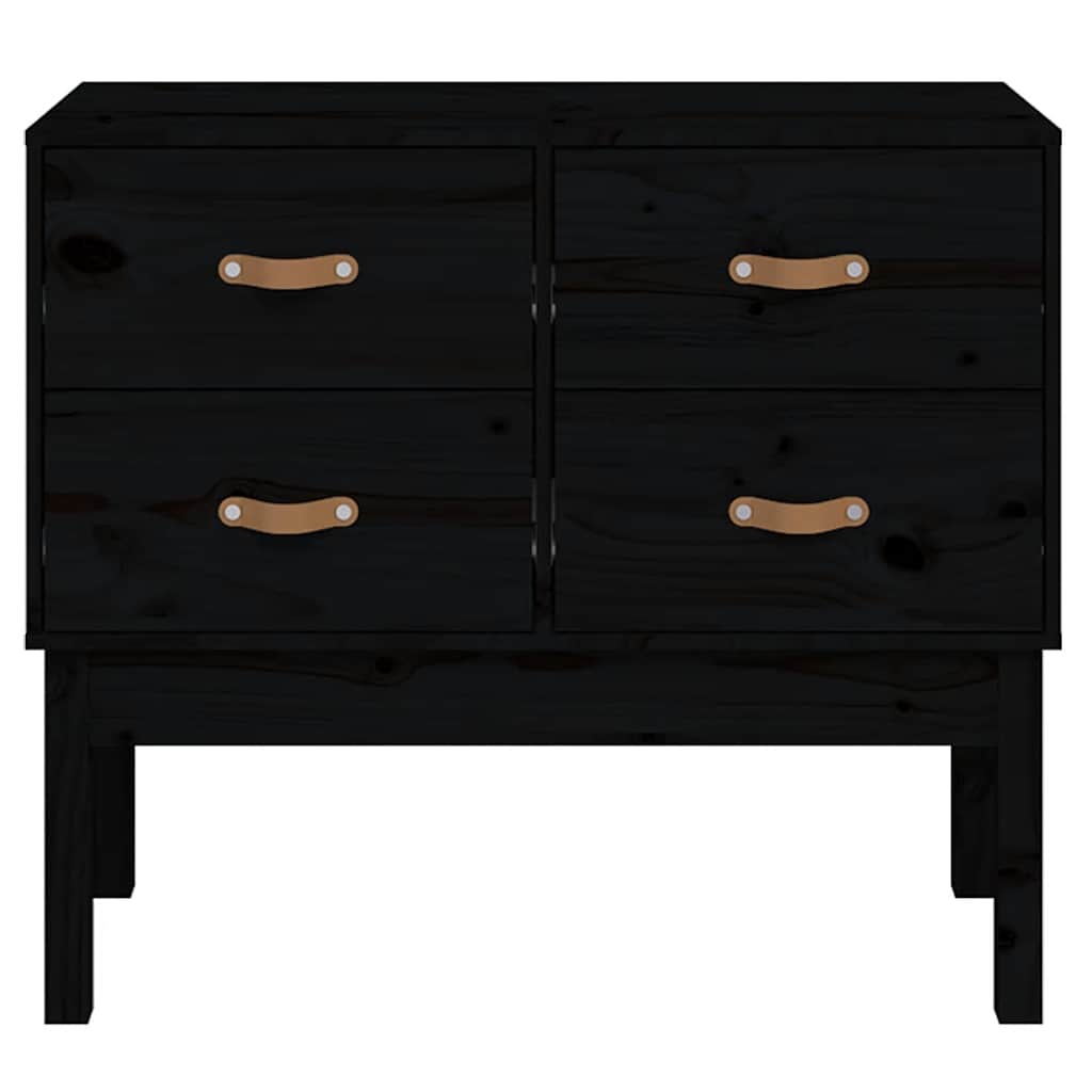 vidaXL Komoda, czarna, 90x40x78 cm, lite drewno sosnowe