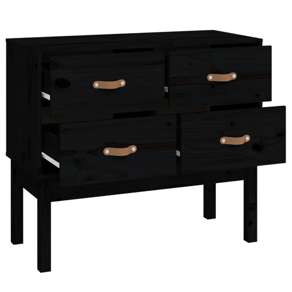 vidaXL Komoda, czarna, 90x40x78 cm, lite drewno sosnowe