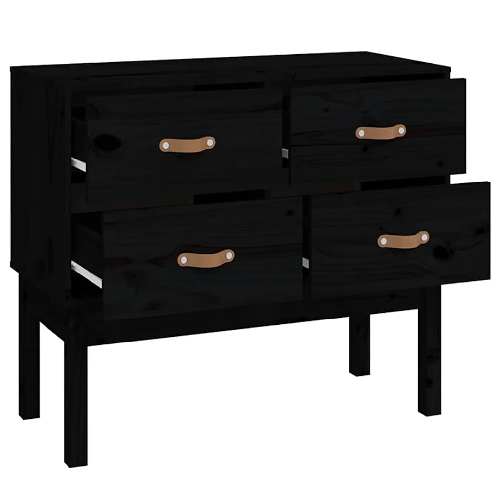 vidaXL Komoda, czarna, 90x40x78 cm, lite drewno sosnowe