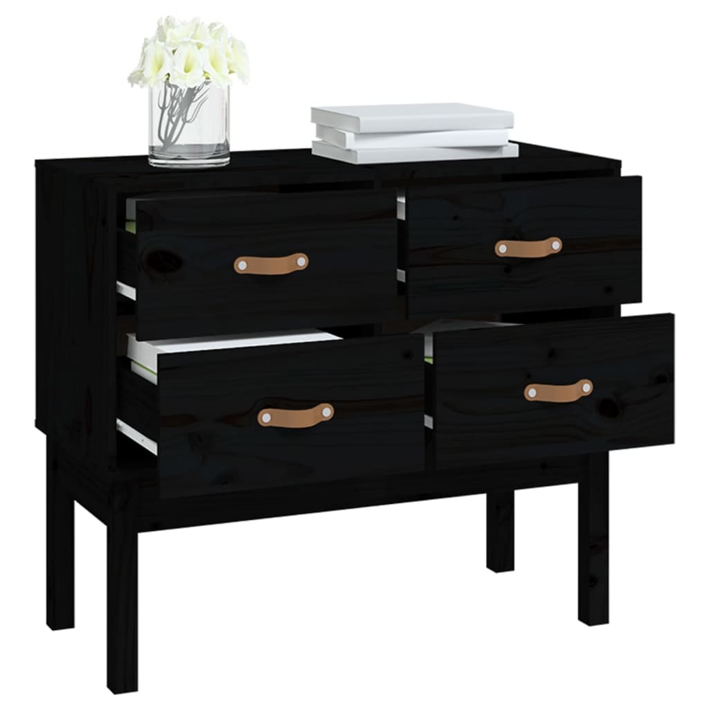 vidaXL Komoda, czarna, 90x40x78 cm, lite drewno sosnowe