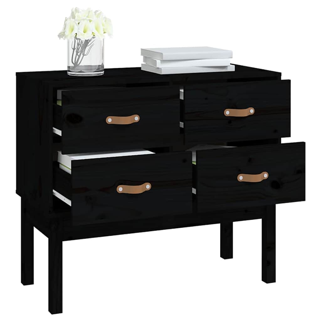 vidaXL Komoda, czarna, 90x40x78 cm, lite drewno sosnowe