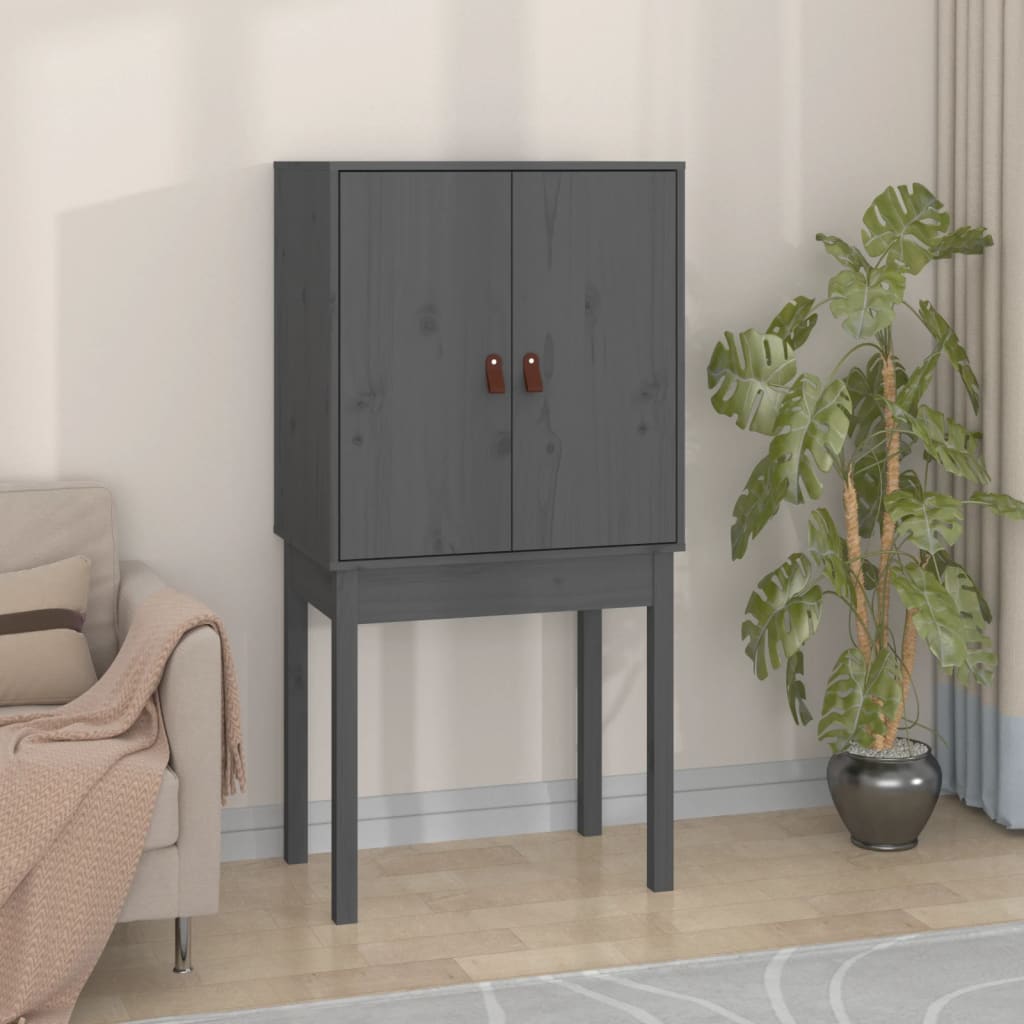 vidaXL Szafka, szara, 60x40x120 cm, lite drewno sosnowe