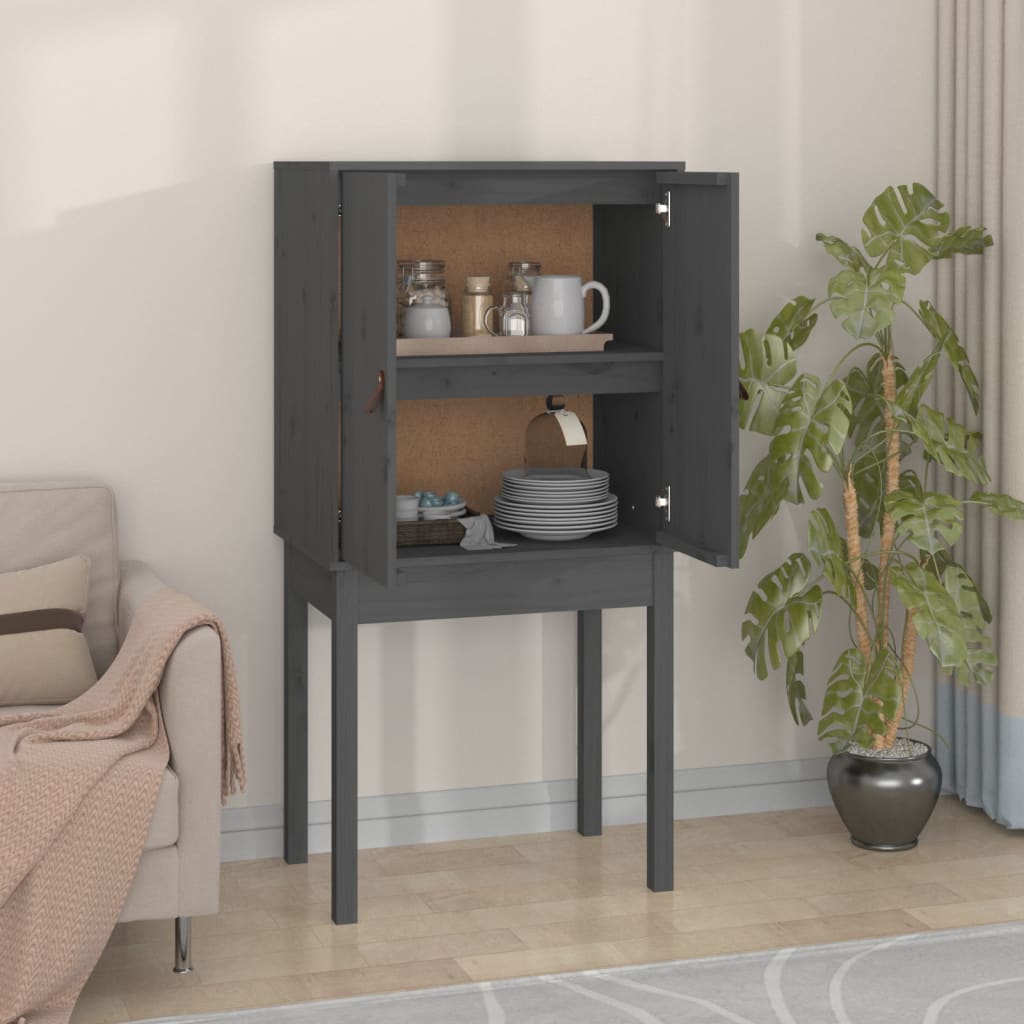 vidaXL Szafka, szara, 60x40x120 cm, lite drewno sosnowe