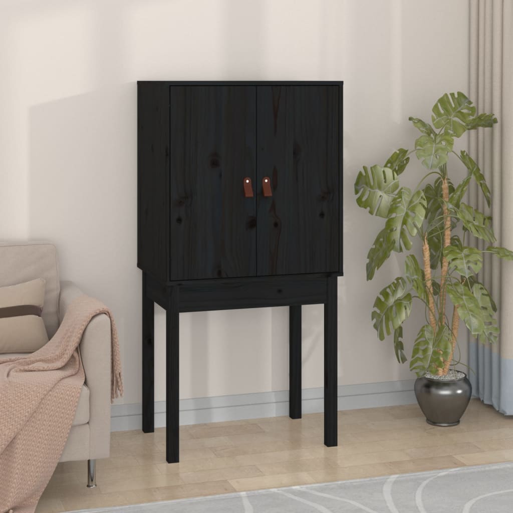 vidaXL Kredens, czarny, 60x40x120 cm, lite drewno sosnowe