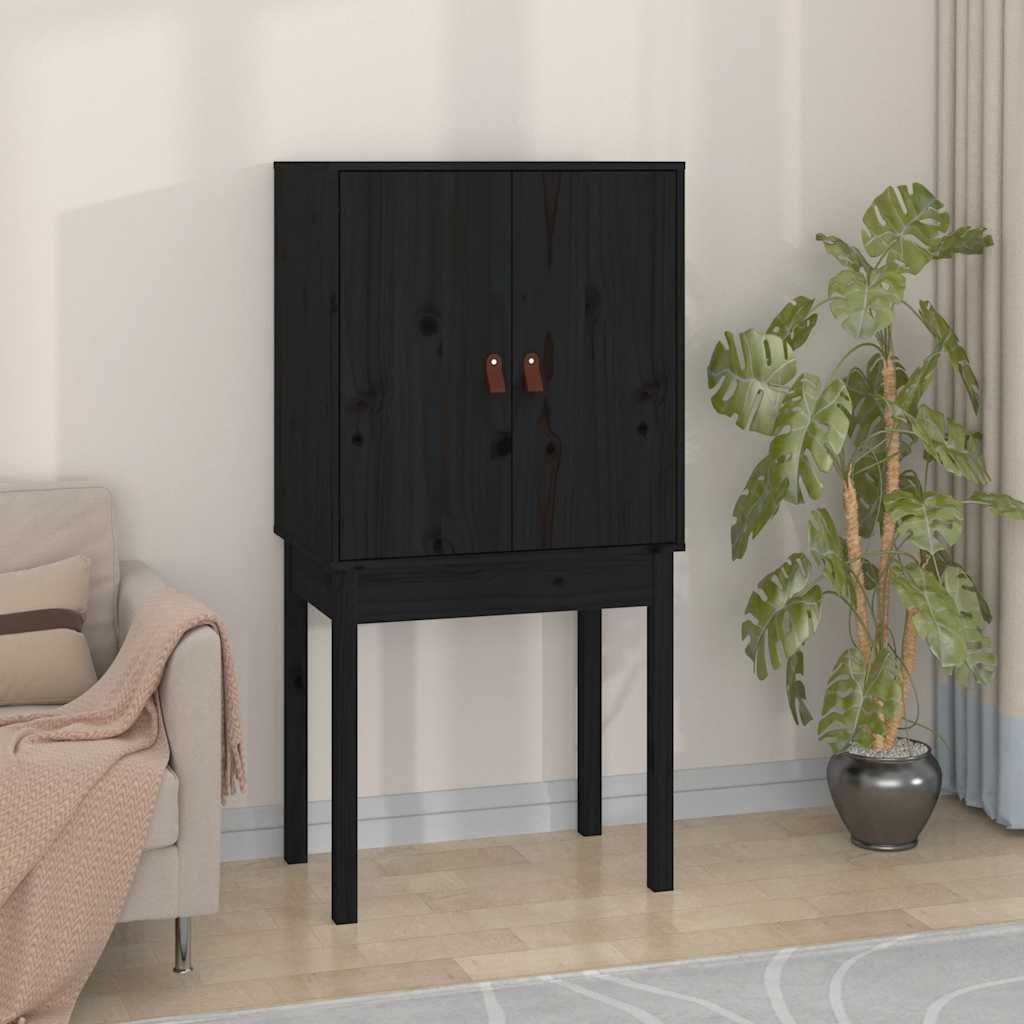 vidaXL Kredens, czarny, 60x40x120 cm, lite drewno sosnowe