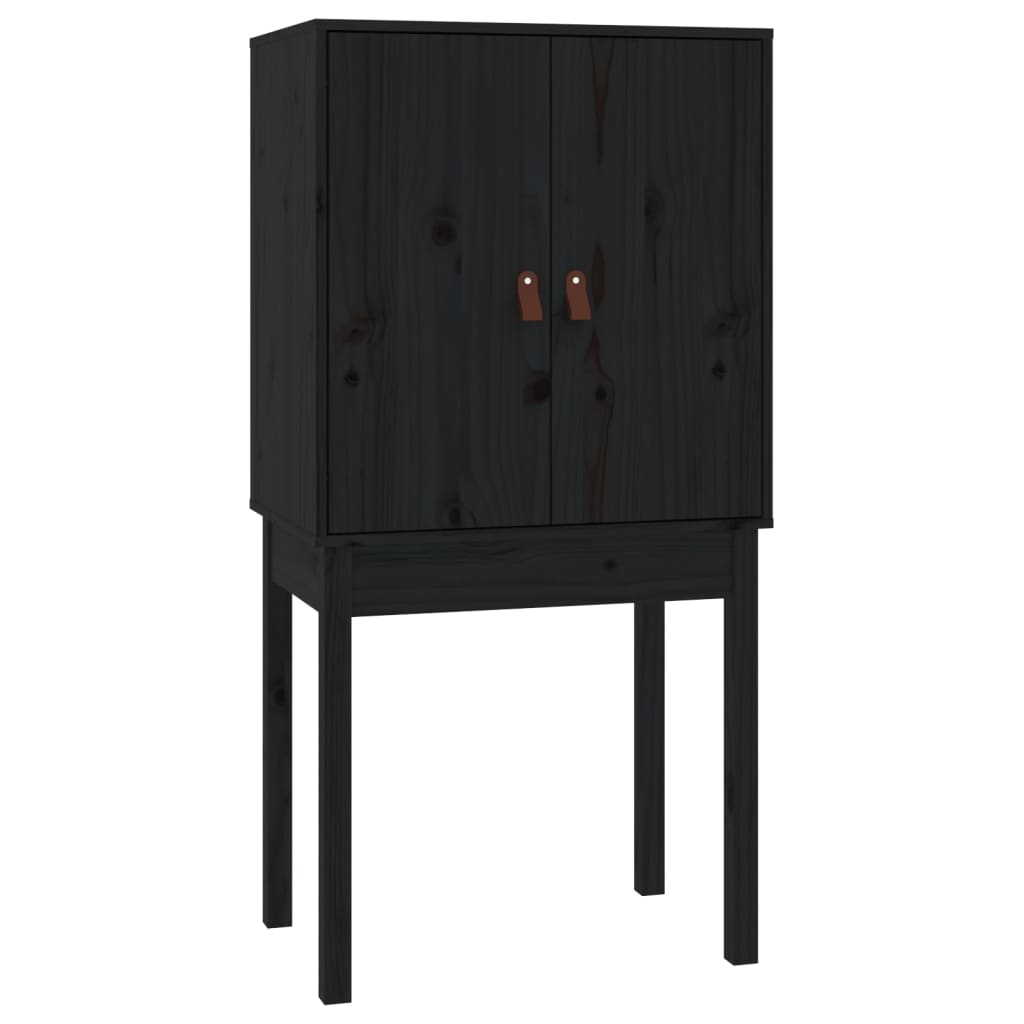 vidaXL Kredens, czarny, 60x40x120 cm, lite drewno sosnowe