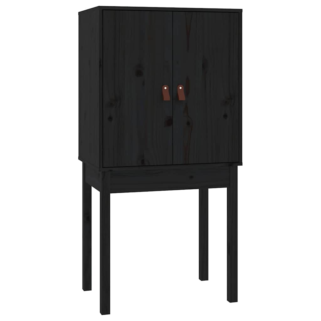vidaXL Kredens, czarny, 60x40x120 cm, lite drewno sosnowe
