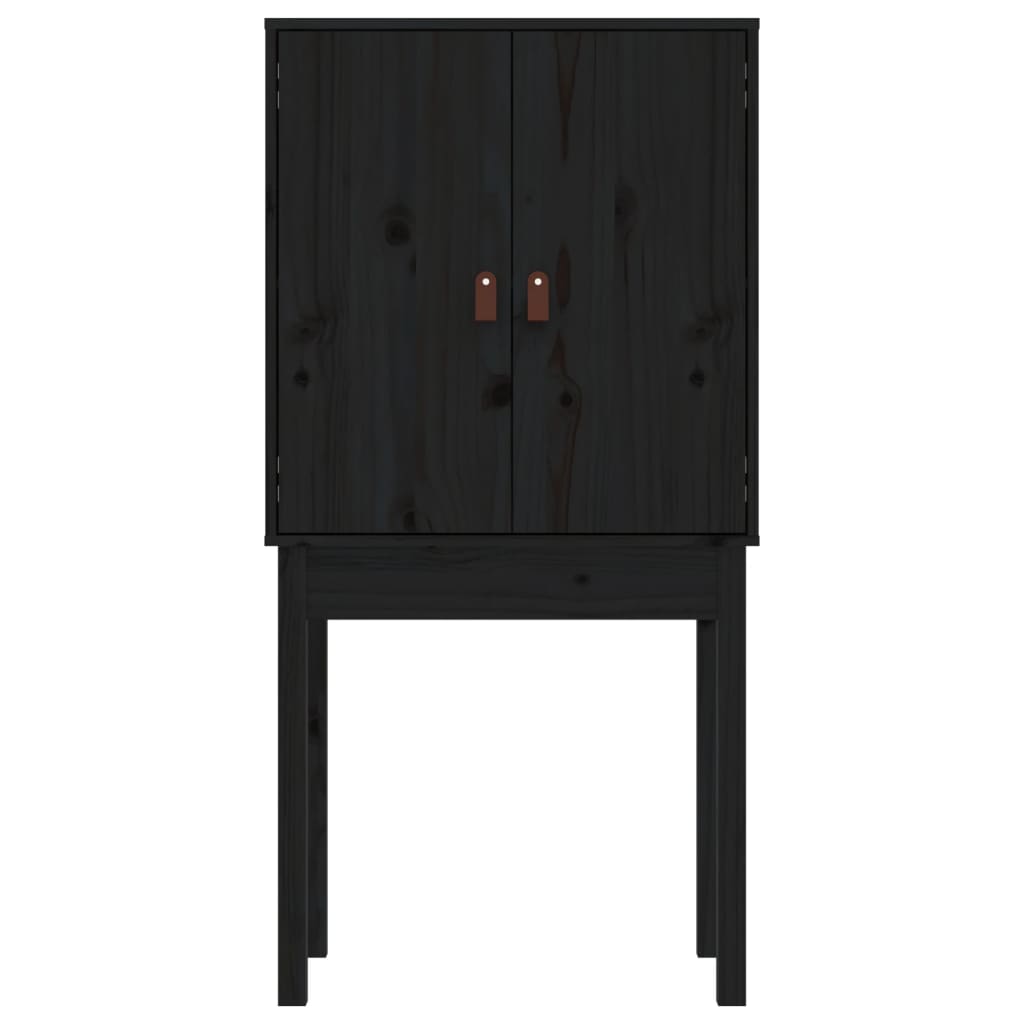 vidaXL Kredens, czarny, 60x40x120 cm, lite drewno sosnowe