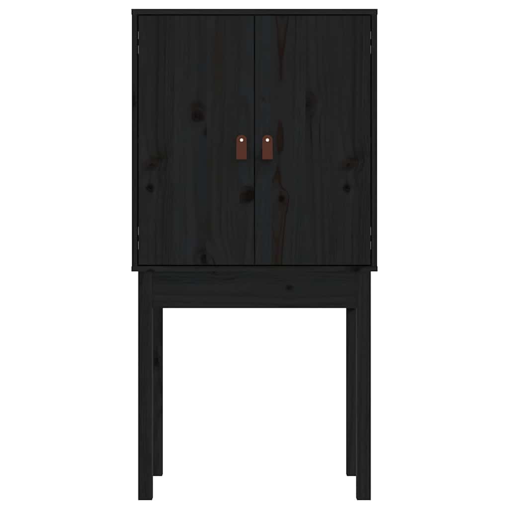 vidaXL Kredens, czarny, 60x40x120 cm, lite drewno sosnowe