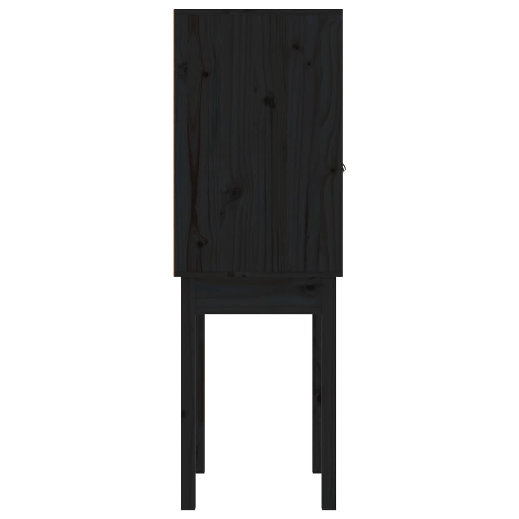 vidaXL Kredens, czarny, 60x40x120 cm, lite drewno sosnowe