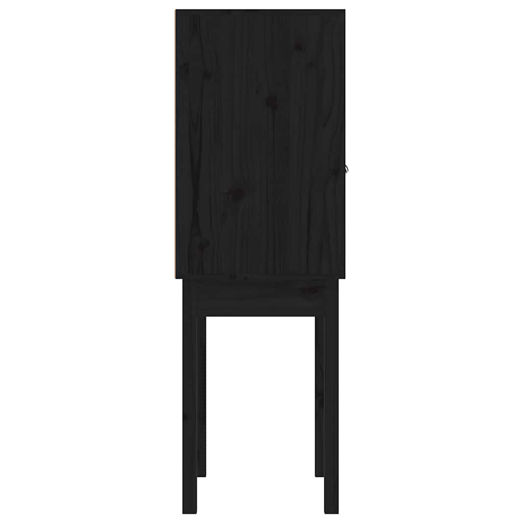vidaXL Kredens, czarny, 60x40x120 cm, lite drewno sosnowe
