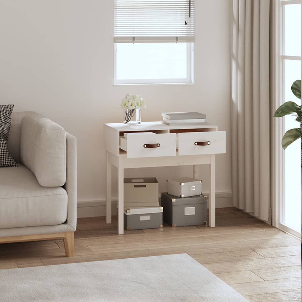 vidaXL Stolik konsolowy, biały, 76,5x40x75 cm, lite drewno sosnowe