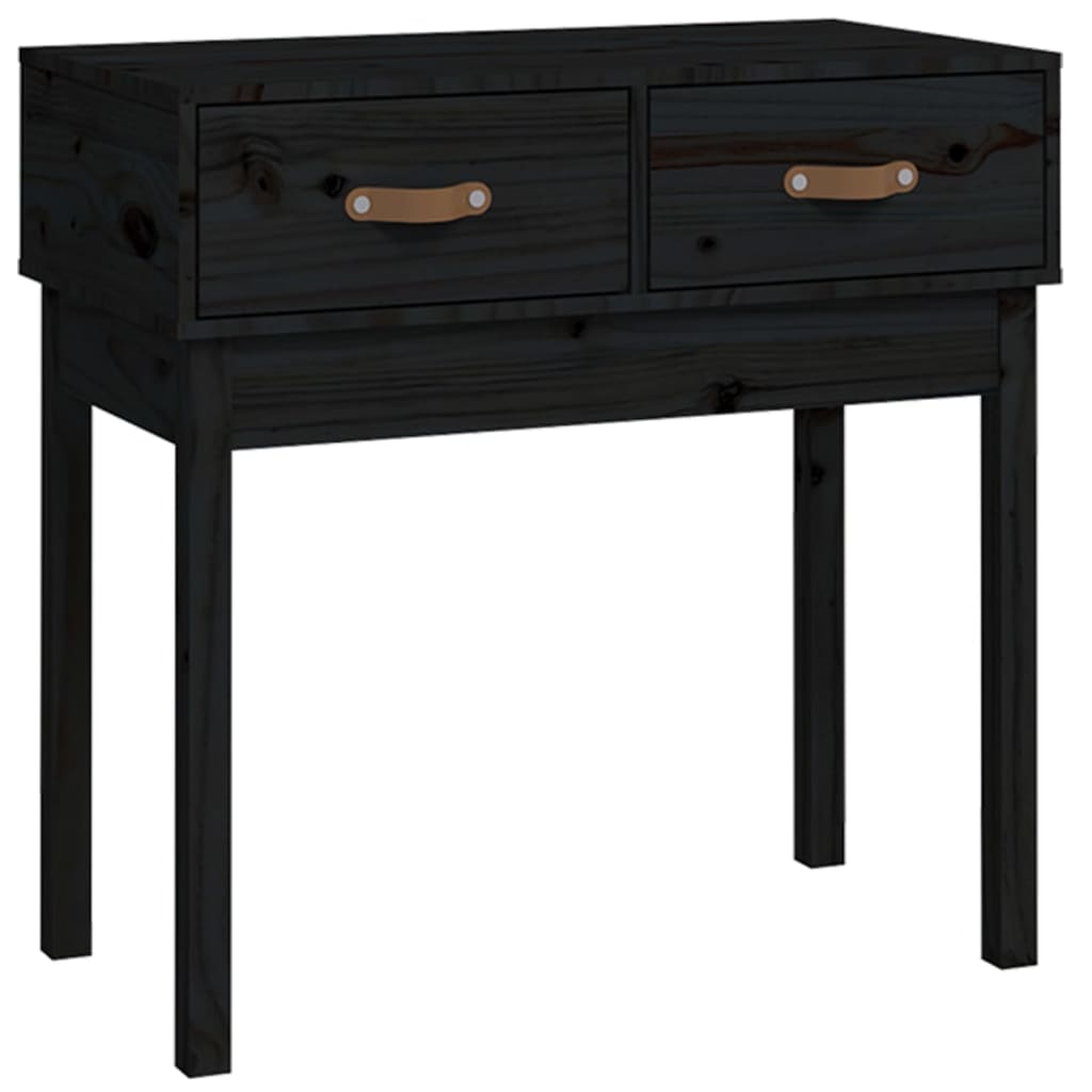 vidaXL Stolik konsolowy, czarny, 76,5x40x75 cm, lite drewno sosnowe