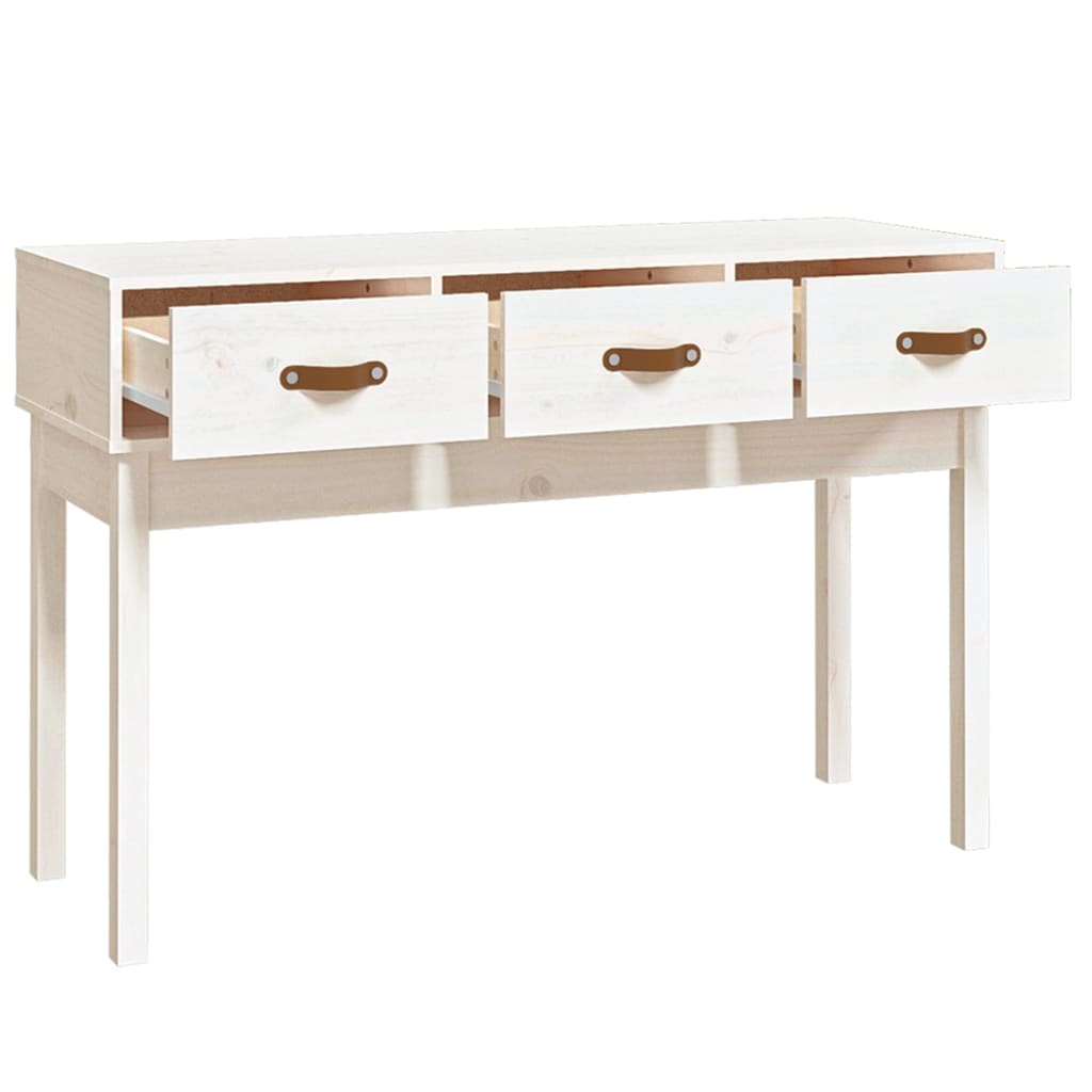 vidaXL Stolik konsolowy, biały, 114 x 40 x 75 cm, lite drewno sosnowe