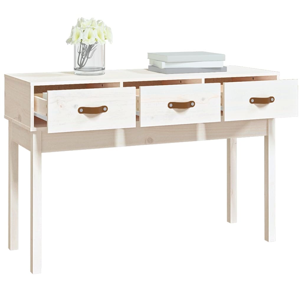 vidaXL Stolik konsolowy, biały, 114 x 40 x 75 cm, lite drewno sosnowe