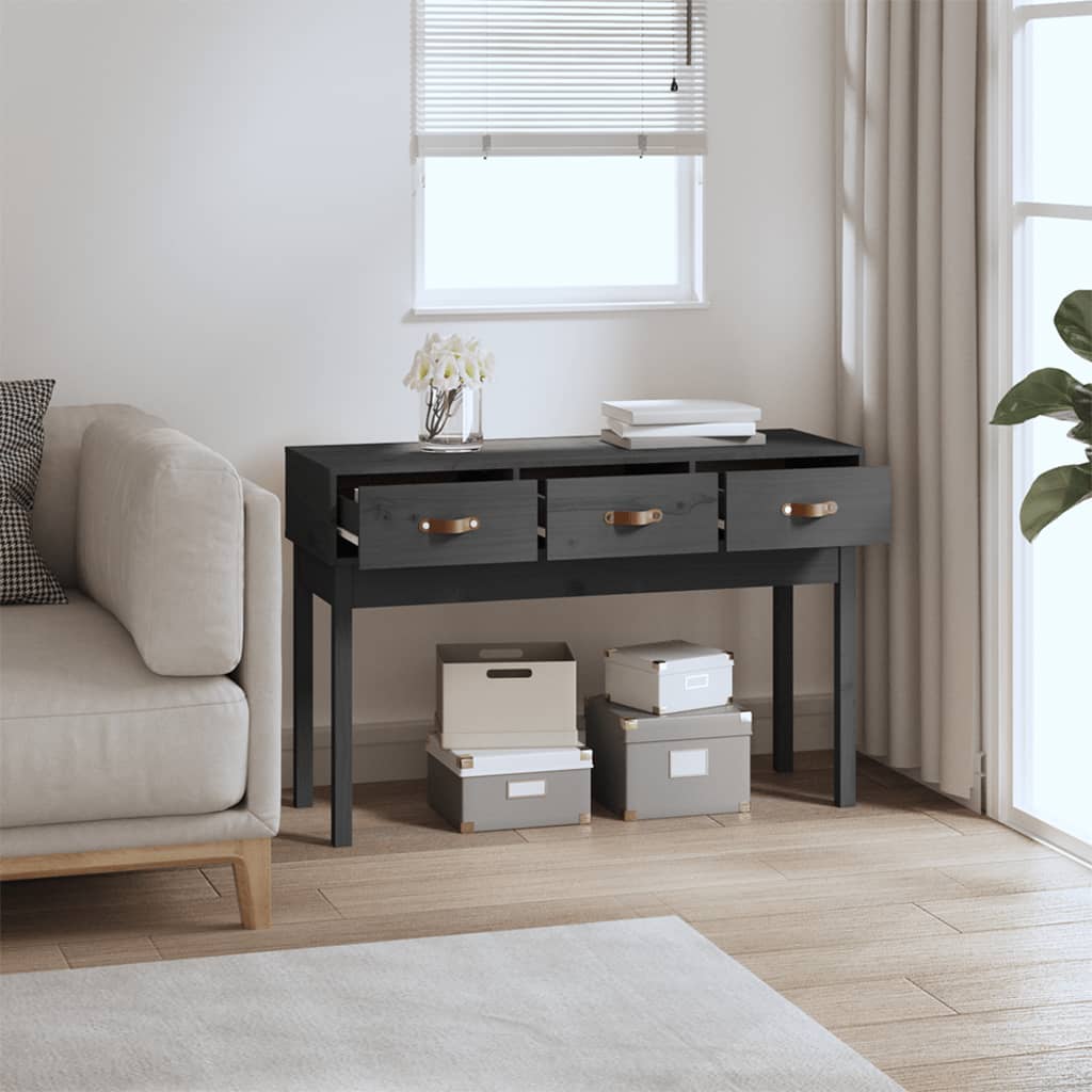 vidaXL Stolik konsolowy, szary,114x40x75 cm, lite drewno sosnowe