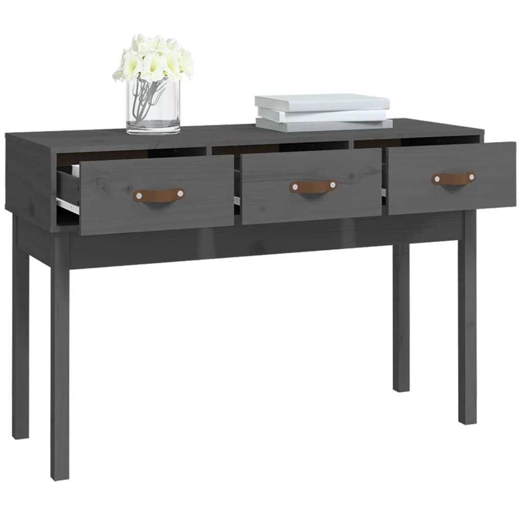 vidaXL Stolik konsolowy, szary,114x40x75 cm, lite drewno sosnowe