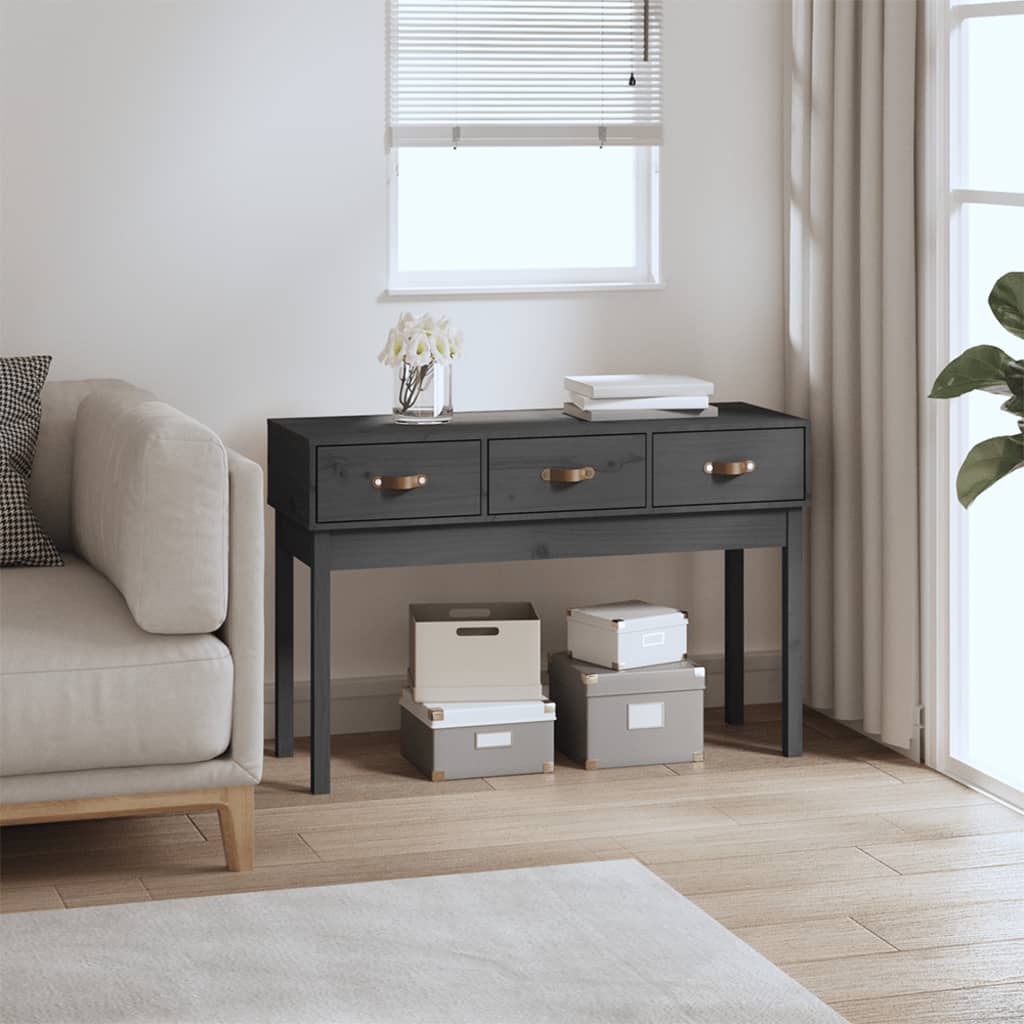 vidaXL Stolik konsolowy, szary,114x40x75 cm, lite drewno sosnowe