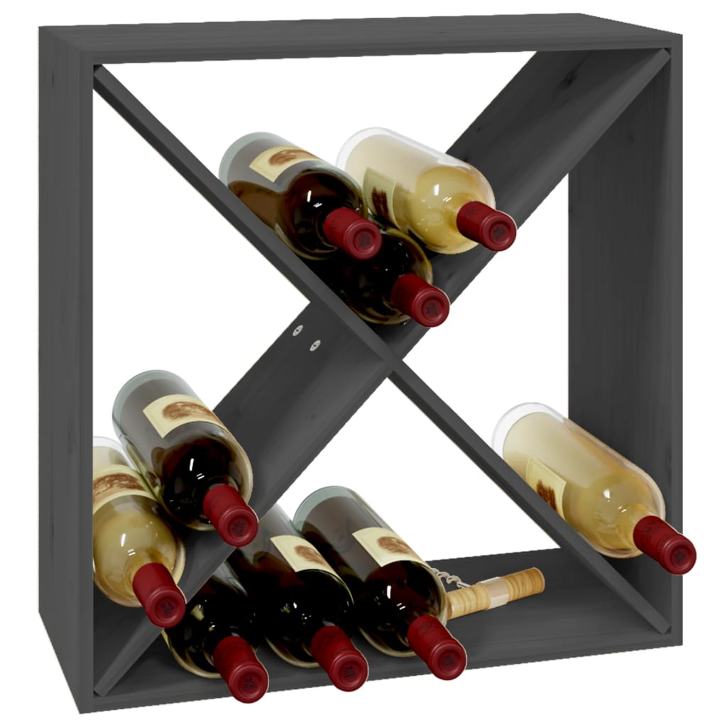 vidaXL Szafka na wino, szara, 62x25x62 cm, lite drewno sosnowe