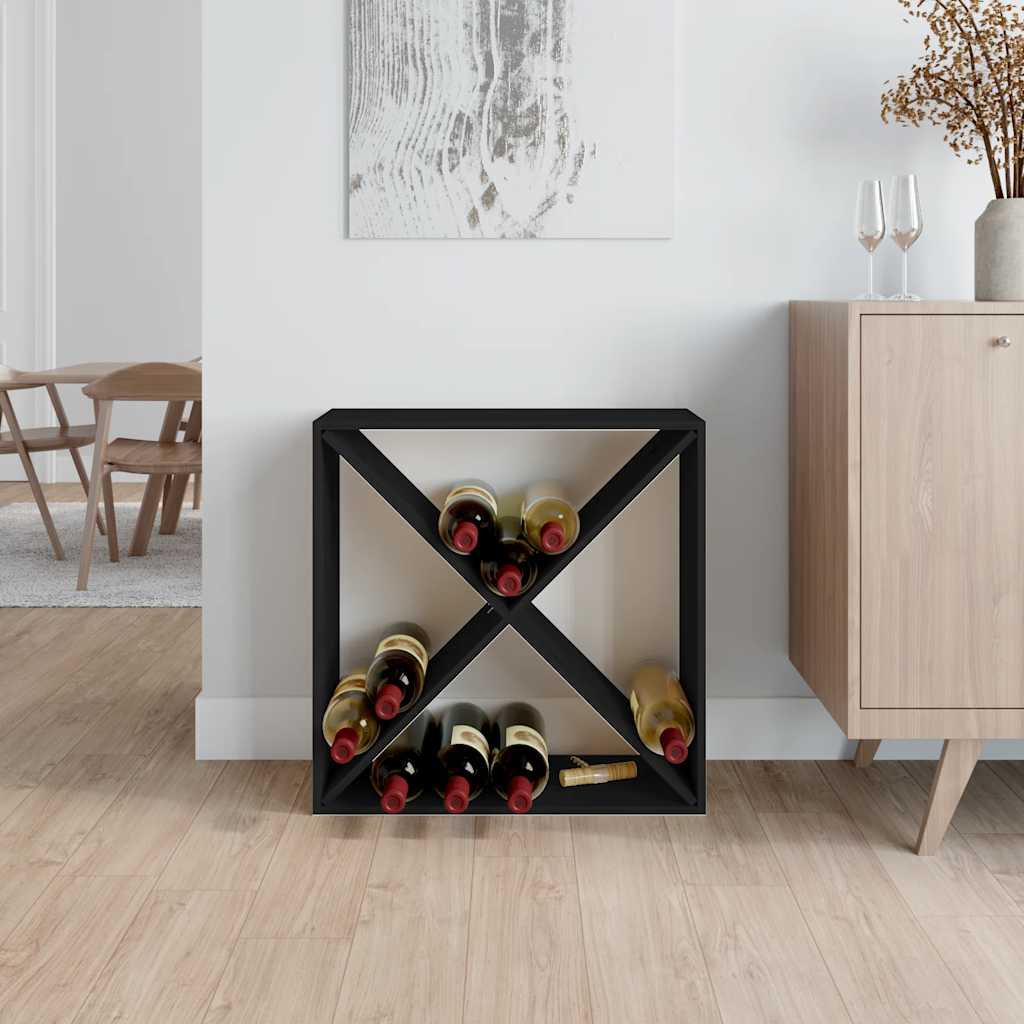 vidaXL Szafka na wino, czarny, 62x25x62 cm, lite drewno sosnowe
