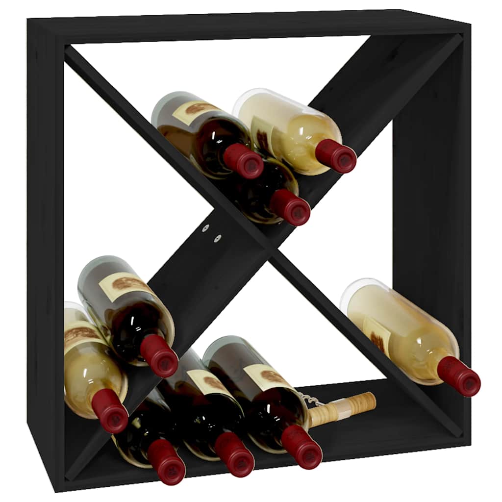 vidaXL Szafka na wino, czarny, 62x25x62 cm, lite drewno sosnowe