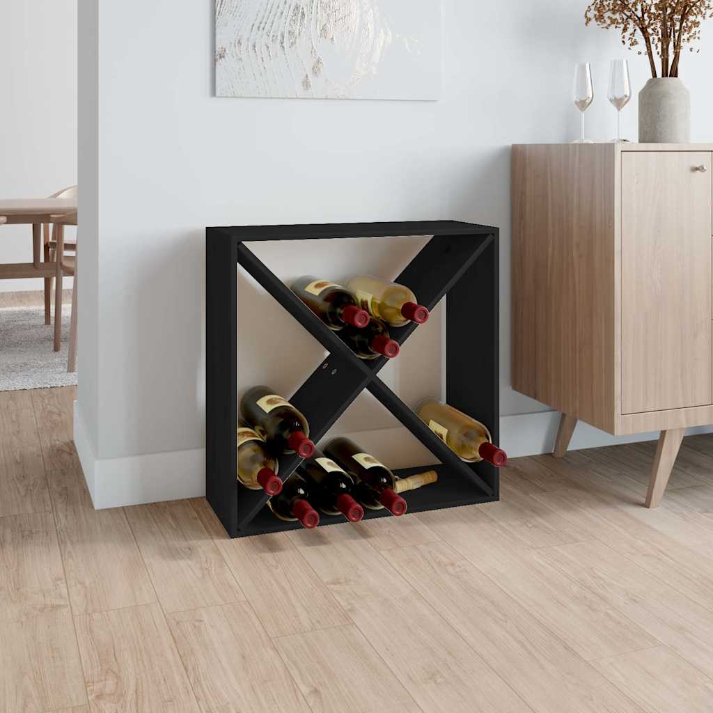 vidaXL Szafka na wino, czarny, 62x25x62 cm, lite drewno sosnowe