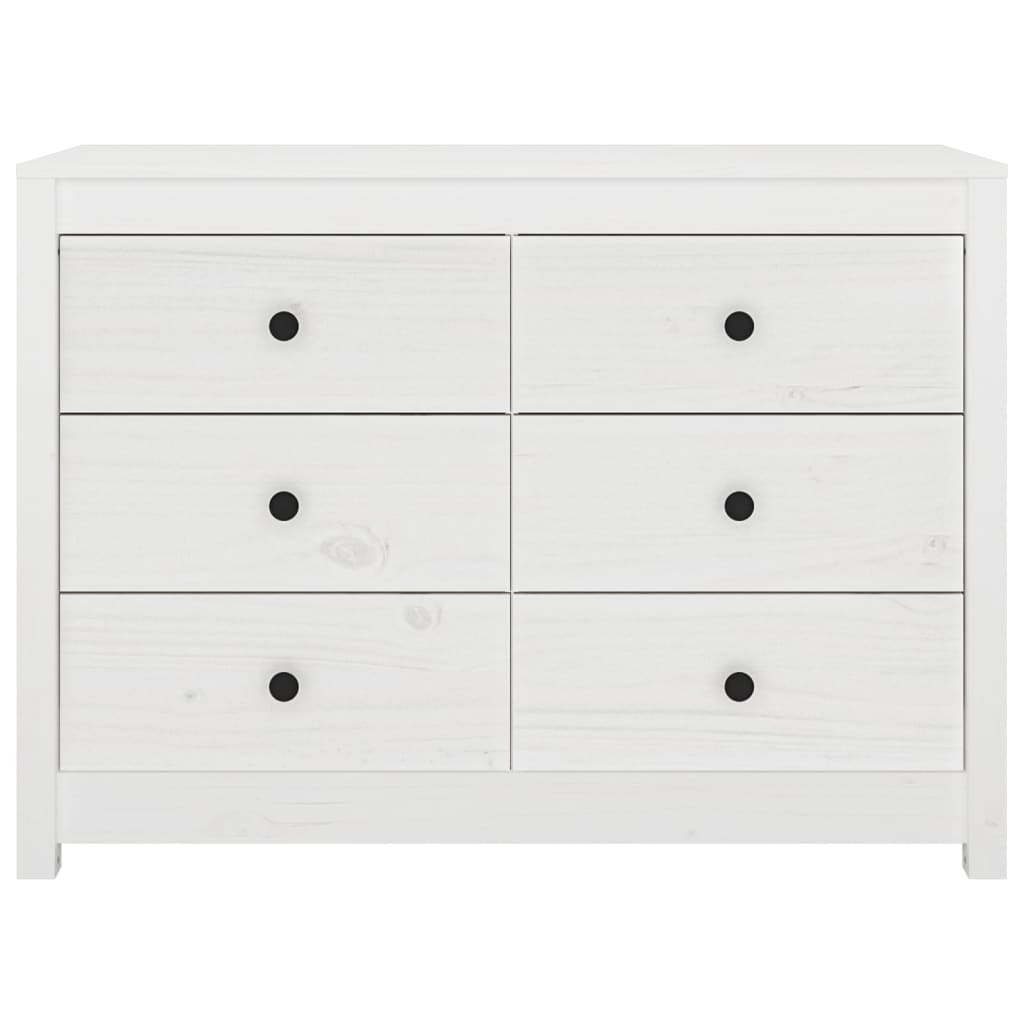 vidaXL Komoda, biały, 100x40x72 cm, lite drewno sosnowe