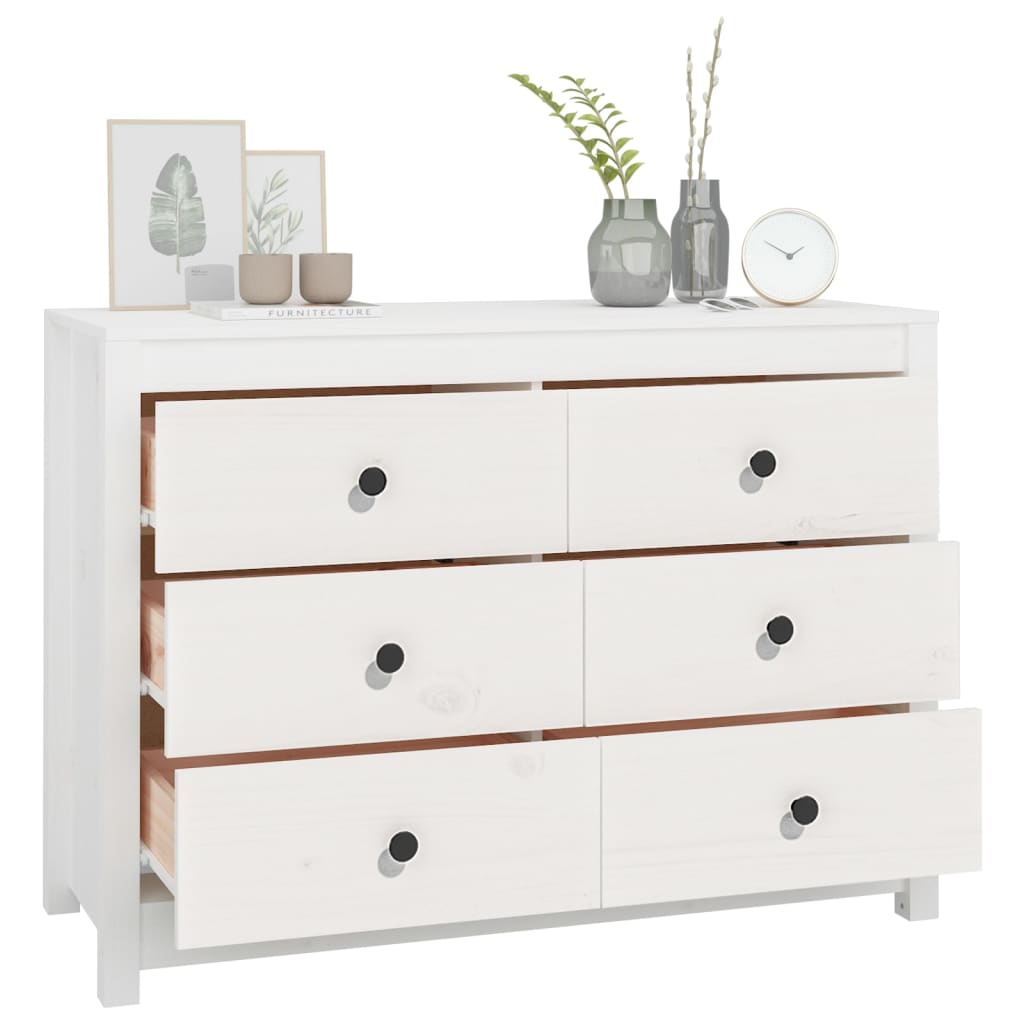 vidaXL Komoda, biały, 100x40x72 cm, lite drewno sosnowe